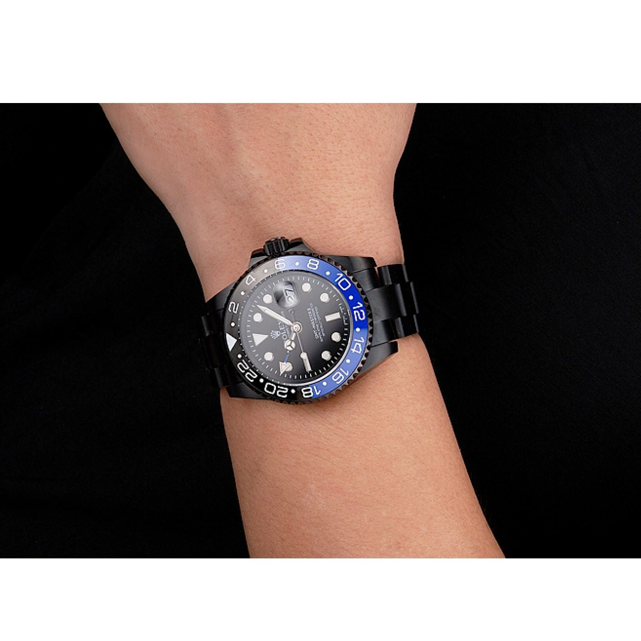 Rolex aaa copy PVD II Dial Bracelet Black GMT Case Black Swiss Master Blue And Bezel Rolex Black And 0622